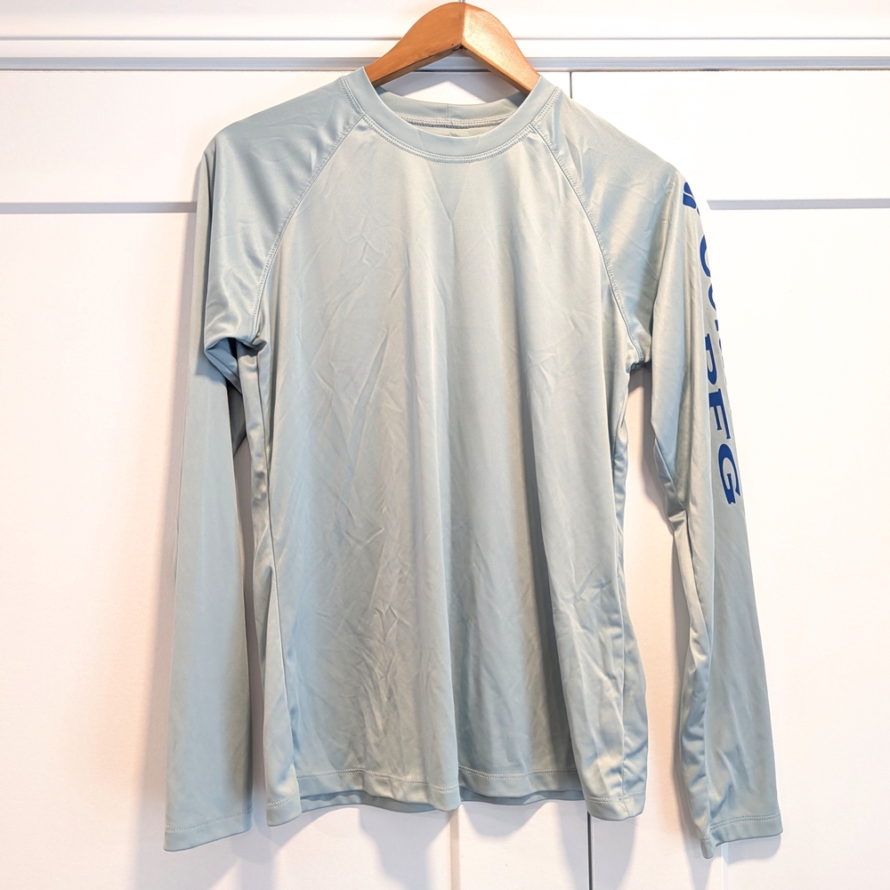 COLUMBIA PFG Men's Light Blue Long Sleeve Sports Tee Shirt Size Medium